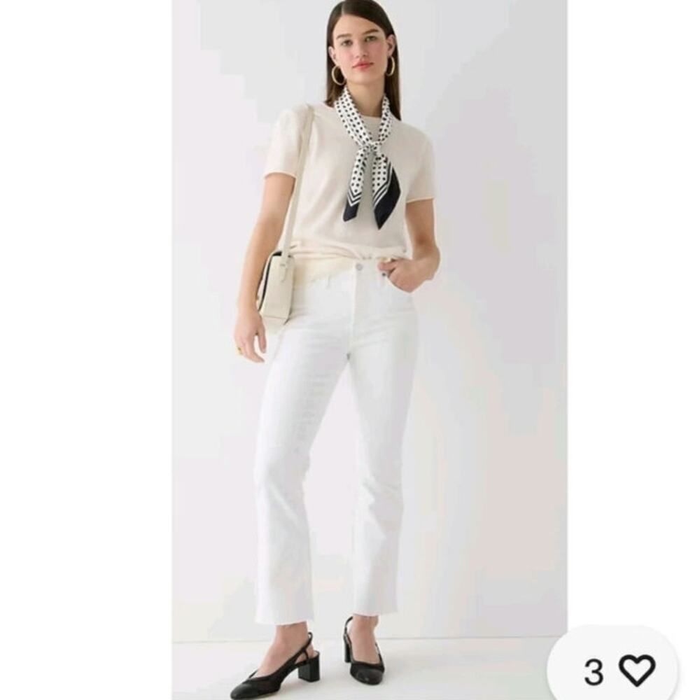 J. Crew 10" Billie Demi Boot Crop Jeans  Cropped Kicked Leg Size 28 White AV717